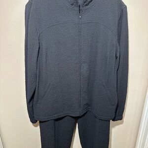 ORVIS Womens Vintage Black Jacket & Pants Jogger Travel Lounge Large Petite LP